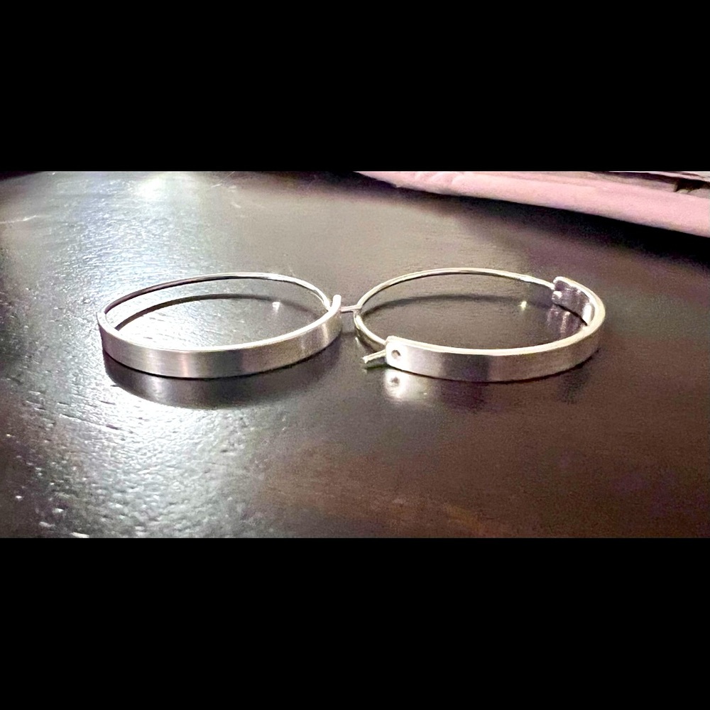 Madison Parker silver Holly Hoops. NEVER WORN, brand new